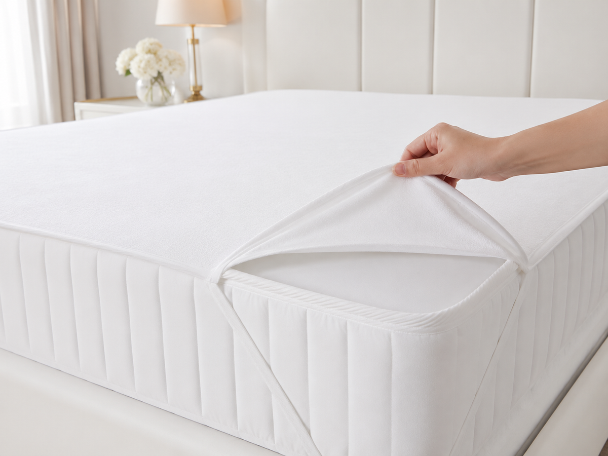 Dört kenar lastikli sıvı geçirmez otel alezi